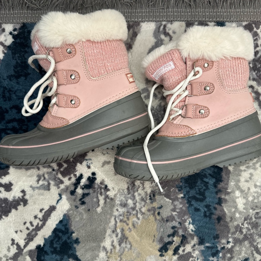 London Fog Pink and Gray Kids Winter Boots